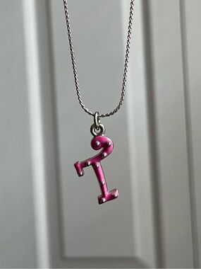 Pink “T” Initial Necklace